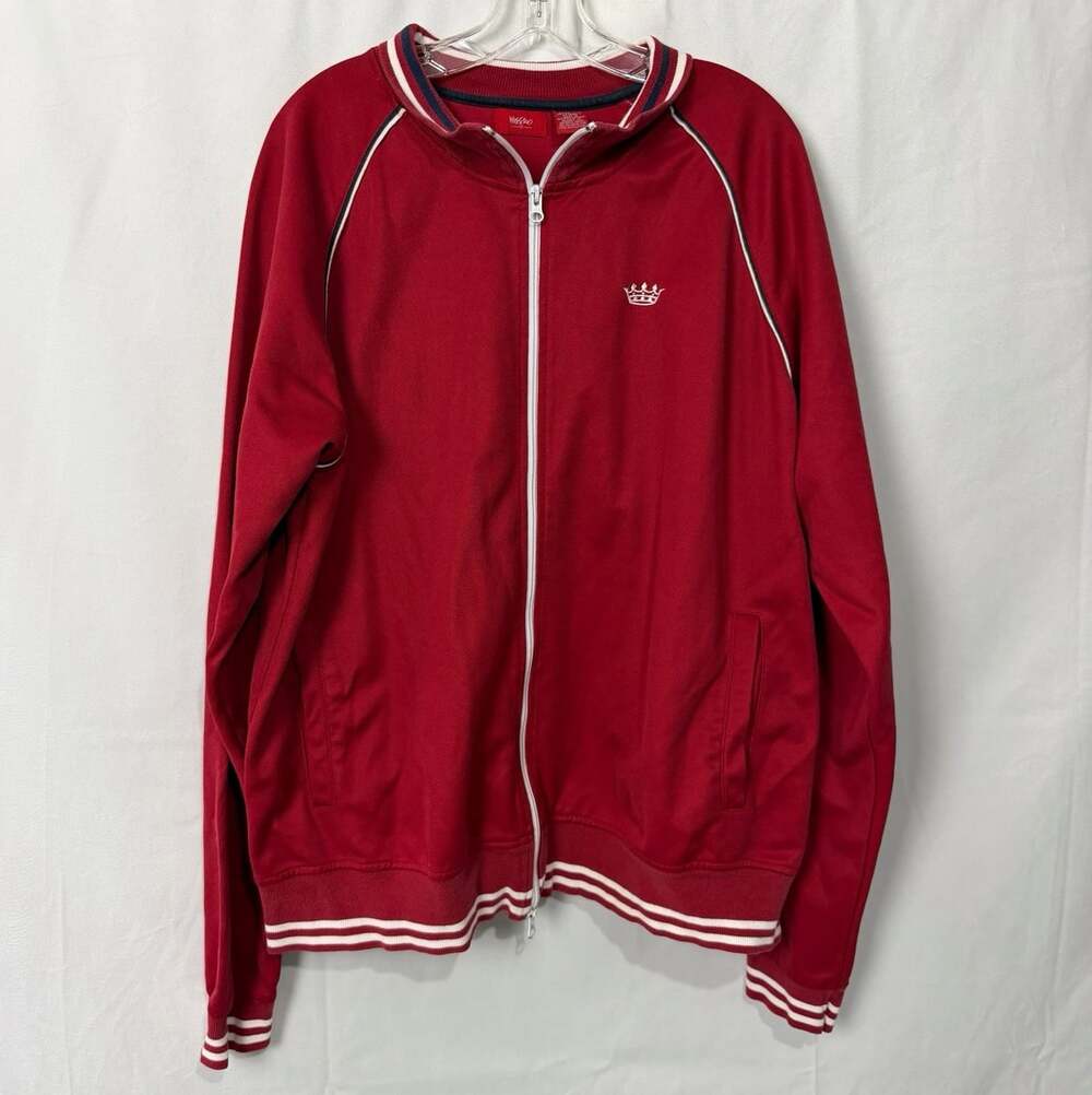 Vintage Y2K Mossimo Men's Track Jacket Red Solid Full Zip Sz XXL
